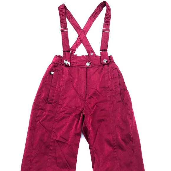 SPIDER KID Thinsulate Insulated Snow Pants Ski utility cargo Suspenders Burgundy - Picture 2 of 11